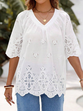 EMERY ROSE Camiseta basica de cuello redondo para mujer, atuendo informal de otono para el trabajo