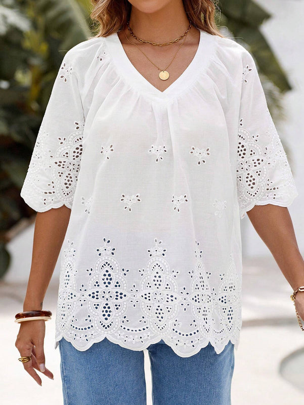 EMERY ROSE Camiseta basica de cuello redondo para mujer, atuendo informal de otono para el trabajo