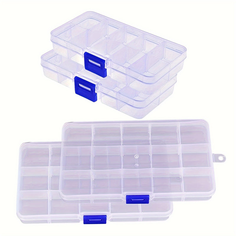 4pcs Cajas Organizadoras de Plástico de Estilo Clásico con Cierre de Hebilla - Almacenamiento Rectangular Multipropósito para Mesa para Joyería, Cuentas, Suministros de Manualidades - No Necesita Electricidad, Organizador de Escritorio|Diseño Clásico|Caj