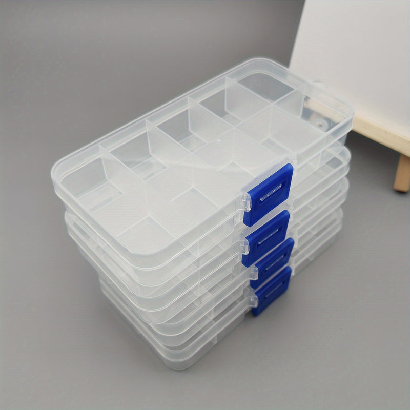 4pcs Cajas Organizadoras de Plástico de Estilo Clásico con Cierre de Hebilla - Almacenamiento Rectangular Multipropósito para Mesa para Joyería, Cuentas, Suministros de Manualidades - No Necesita Electricidad, Organizador de Escritorio|Diseño Clásico|Caj