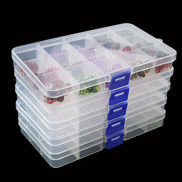 4pcs Cajas Organizadoras de Plástico de Estilo Clásico con Cierre de Hebilla - Almacenamiento Rectangular Multipropósito para Mesa para Joyería, Cuentas, Suministros de Manualidades - No Necesita Electricidad, Organizador de Escritorio|Diseño Clásico|Caj
