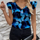Camisa casual de mujer con estampado total, verano