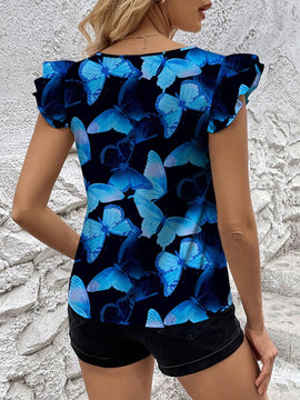 Camisa casual de mujer con estampado total, verano