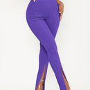 Sxy pantalones largos informales de unicolor con dobladillo dividido para mujeres