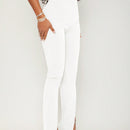 Sxy pantalones largos informales de unicolor con dobladillo dividido para mujeres