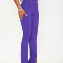 Sxy pantalones largos informales de unicolor con dobladillo dividido para mujeres