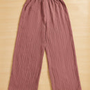 Essnce pantalones casuales de pernera ancha de 7/8 con textura y cintura anudada de unicolor para mujer