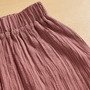 Essnce pantalones casuales de pernera ancha de 7/8 con textura y cintura anudada de unicolor para mujer