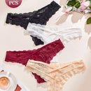 4 piezas/set tanga sexy de encaje con cintura baja y transpirable con longitud de cordones