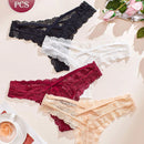 4 piezas/set tanga sexy de encaje con cintura baja y transpirable con longitud de cordones