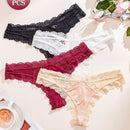 4 piezas/set tanga sexy de encaje con cintura baja y transpirable con longitud de cordones