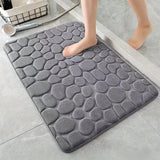 Alfombra de baño con relieve de adoquín, 1 pieza, 100% poliéster, suave, absorbente, antideslizante, lavable, sin parabenos, ideal para decoración de baño y ducha