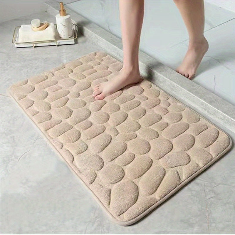 Alfombra de baño con relieve de adoquín, 1 pieza, 100% poliéster, suave, absorbente, antideslizante, lavable, sin parabenos, ideal para decoración de baño y ducha