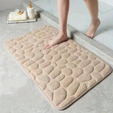 Alfombra de baño con relieve de adoquín, 1 pieza, 100% poliéster, suave, absorbente, antideslizante, lavable, sin parabenos, ideal para decoración de baño y ducha