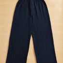 Essnce pantalones casuales de pernera ancha de 7/8 con textura y cintura anudada de unicolor para mujer