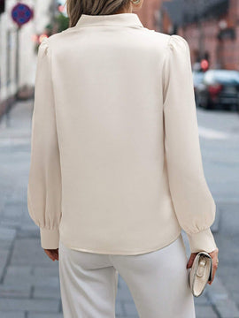 Blusa casual de manga larga con botones falsos para mujer