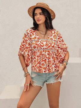 Rusttydustty Camisa corta casual de cuello cuadrado blanco bohemio para vacaciones