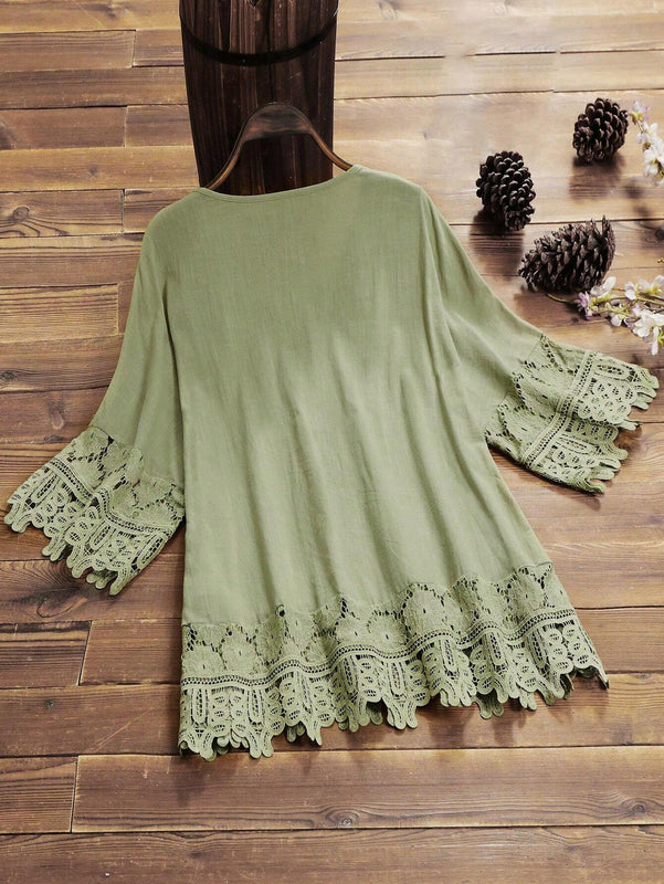 Camisa diaria simple de mujer con bordado floral