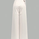 Prive pantalones anchos de cintura alta de apariencia de lino caqui para mujer