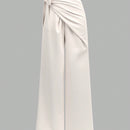 Prive pantalones anchos de cintura alta de apariencia de lino caqui para mujer