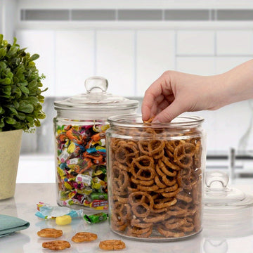 Tres Paquetes de 1L, Dos Paquetes de 2L, Tarros de vidrio sellados para harina, pasta, dulces, comida para perros, snacks, etc. | Tarros de almacenamiento de vidrio para cocina y despensa