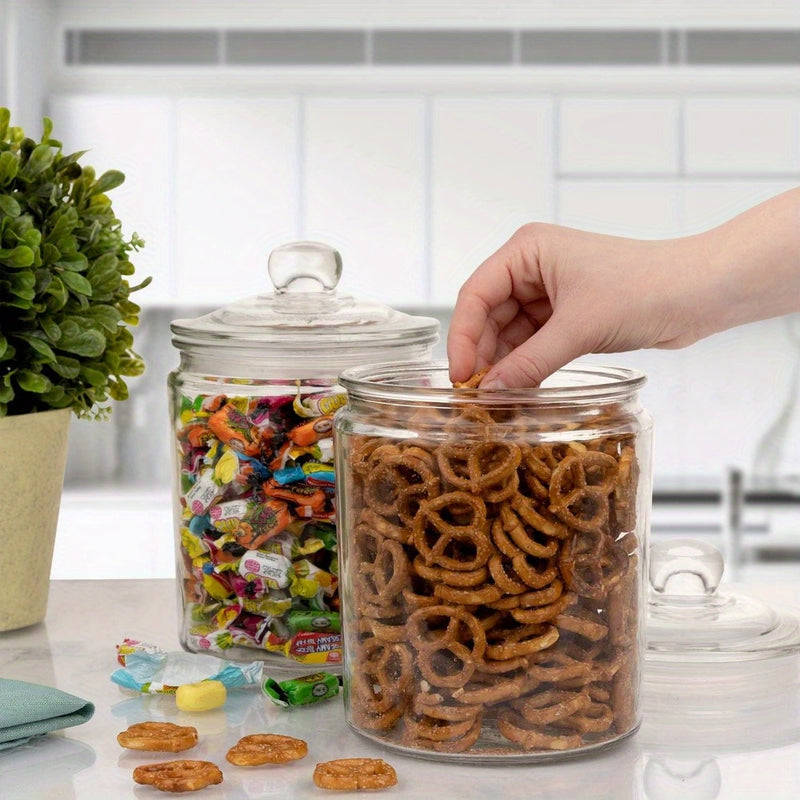 Tres Paquetes de 1L, Dos Paquetes de 2L, Tarros de vidrio sellados para harina, pasta, dulces, comida para perros, snacks, etc. | Tarros de almacenamiento de vidrio para cocina y despensa