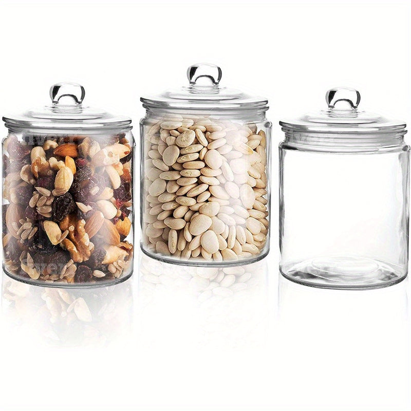 Tres Paquetes de 1L, Dos Paquetes de 2L, Tarros de vidrio sellados para harina, pasta, dulces, comida para perros, snacks, etc. | Tarros de almacenamiento de vidrio para cocina y despensa