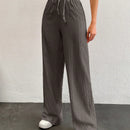 Tall pantalones largos de unicolor con cintura larga y cordon para mujeres altas