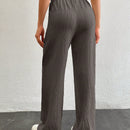 Tall pantalones largos de unicolor con cintura larga y cordon para mujeres altas
