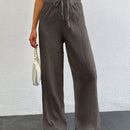 Tall pantalones largos de unicolor con cintura larga y cordon para mujeres altas
