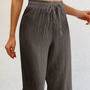 Tall pantalones largos de unicolor con cintura larga y cordon para mujeres altas