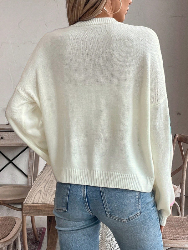 Frenchy cardigan de punto con diseno de mono colorido, elegante y de moda