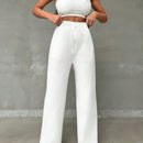 Pantalones casuales de mujer con cintura elastica de cordon y ajuste holgado con bolsillos inclinados
