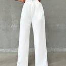 Pantalones casuales de mujer con cintura elastica de cordon y ajuste holgado con bolsillos inclinados