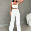 Pantalones casuales de mujer con cintura elastica de cordon y ajuste holgado con bolsillos inclinados