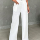 Pantalones casuales de mujer con cintura elastica de cordon y ajuste holgado con bolsillos inclinados