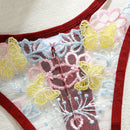 3 piezas conjunto de tangas sexys de tiro bajo bordados dulces