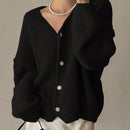 Dazy cardigan holgado de punto de color liso con cuello en v para mujer