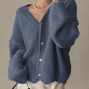 Dazy cardigan holgado de punto de color liso con cuello en v para mujer