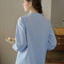 Simple Retro Camisa solida de manga larga con botones para mujer