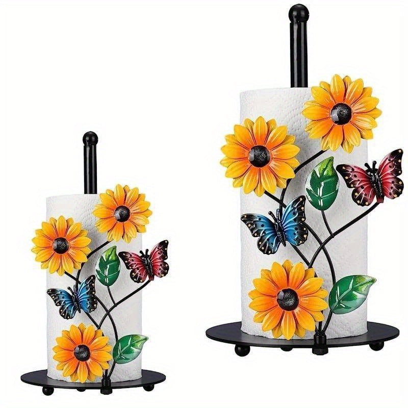 Soporte de Papel de Seda de Girasol de Arte Metálico de Mariposa 3D para Decoración de Cocina y Accesorio de Sala de Estar