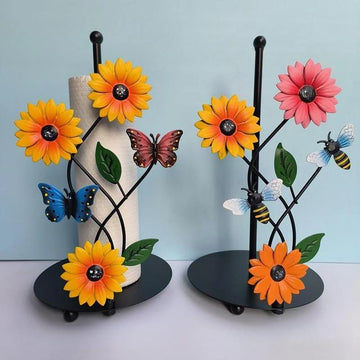 Soporte de Papel de Seda de Girasol de Arte Metálico de Mariposa 3D para Decoración de Cocina y Accesorio de Sala de Estar