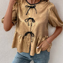 Clasi Camisa de muneca con lazo dorado sencillo para uso diario