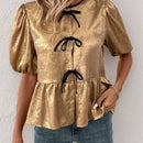 Clasi Camisa de muneca con lazo dorado sencillo para uso diario