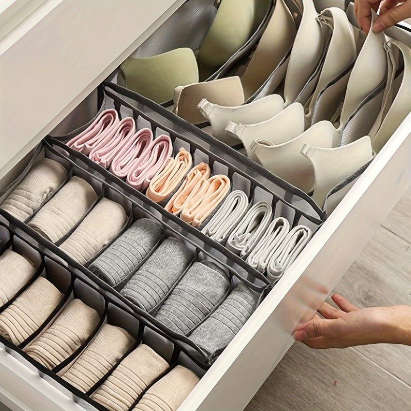Organizador de 3 piezas para ropa interior y calcetines - Divisor de cajones de 7 compartimentos, artículos esenciales para la organización del armario del hogar
