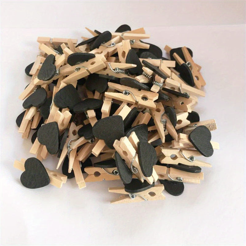 20 piezas de pinzas de madera con corazones, minipinzas para ropa, broches naturales para manualidades de boda DIY, adornos lindos para fiestas, colgar fotos y ropa