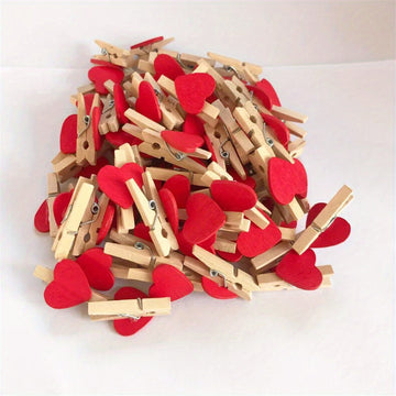 20 piezas de pinzas de madera con corazones, minipinzas para ropa, broches naturales para manualidades de boda DIY, adornos lindos para fiestas, colgar fotos y ropa