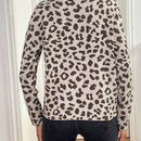 Lune cardigan de mujer con estampado de leopardo, cuello en v, manga larga y abotonadura sencilla, para otono/invierno