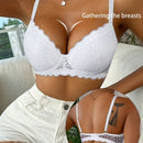 Sujetador comodo y sexy de encaje con volantes y efecto push-up para mujer, ropa interior