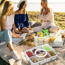 1 pza., Bandeja de servicio dividida en 8 compartimentos con tapa y asa, Snackle Box, Contenedor de charcutería, Platos de aperitivos portátiles, Organizador transparente para dulces, frutas, nueces, aperitivos, perfecto para fiestas, suministros de coci
